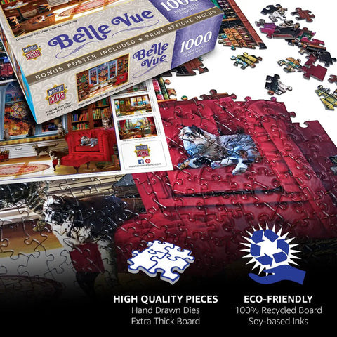 500 Piece Shaped Jigsaw Puzzle Hot Air Balloons For Adults Family And Youth Large 19.09 By 24.26 Inches Fun To Put Together Colorful Bold Graphics Educational Entertainment For The Whole Crew box with puzzle pieces