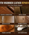 No Sweat Diy Leather Repair Kit For Furniture And Vinyl Self Mixing Compound Fixes scuffs, scratches, rips, tears, and cat marks.
