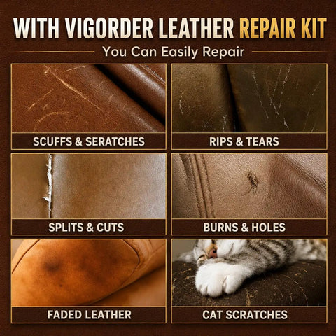 No Sweat Diy Leather Repair Kit For Furniture And Vinyl Self Mixing Compound Fixes scuffs, scratches, rips, tears, and cat marks.
