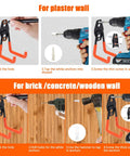 Step-by-step installation of Heavy Duty Garage Storage Hooks 2 Pack Wall Mount Tool Organizer on different wall types