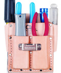 Tan Heavy Duty 5 Pocket Tool Pouch For Belts Up To 2 3/4 Inches with tools, rugged front pockets and screwdriver loops