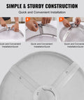 Round 27 Inch Fire Pit Spark Screen Built Tough With Ring Handle Heavy Duty Stainless Steel Cover For Outdoor Patio Backyard Fire Pits Easy Open Top Screen Lid with installation steps.