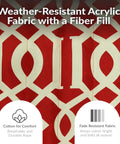 Close-up of Royal Red Rope Hammock fabric showing weather-resistant acrylic with fiber fill, part of hammock set description.