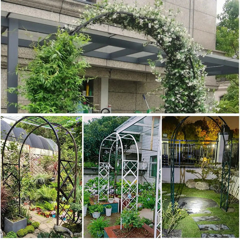 Metal Garden Arch Trellis For Climbing Plants And Vines Backyard Wedding Ceremony Decor Outdoor Pergola Arbor Ready To Support Flowers Roses And Ivy, Sturdy Black Yard Arch For Patios And Gardens