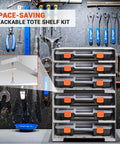 Stackable Hardware Tote Shelf Kit for Van Shelving Includes Three Plastic Organizer Totes and Holder for Small Parts