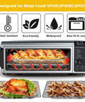 Air Fryer Basket And Steel Wire Rack Accessory For SP100 SP101 Convection Oven, 13.5 x 13.3 inches shown with fries, chicken, and wings