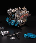 Hands On V8 Engine Model Kit That Actually Runs with 500 plus parts shown, featuring realistic eight cylinder, metal gears visible