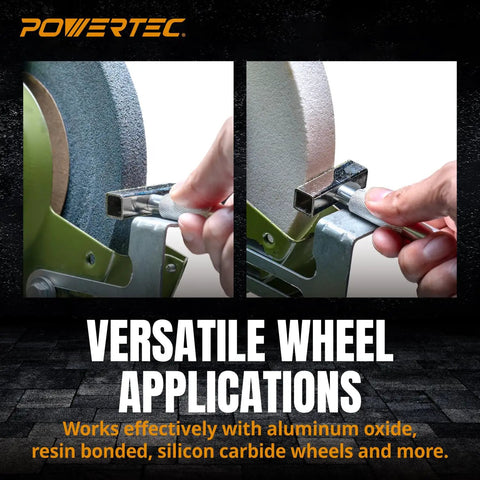 Image showing Three Pack Diamond Wheel Dresser For Bench Grinders Truing Deburring Aluminum Oxide And Silicon Carbide Wheels in use.