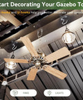 Gazebo interior with fan and lights installed, suitable for 10x12 Outdoor Gazebo With Double Galvanized Steel Roof, Rust Resistant Patio Pavilion.