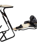 At Home Bike Trainer Desk With USB And AC Power Adjustable Height For Any Bike Easy Clean Laminated Birch Top