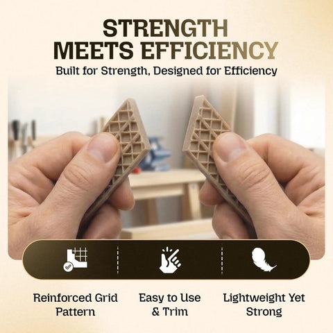 Heavy Duty Composite Wood Shims For Leveling And Spacing, 7.38 x 1.49 x 0.27 in, showing reinforced grid pattern for strength.