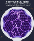 Close-up of Two Pack Electric Fly Swatter Racket Bug Zapper And Mosquito Zapper With Eight LED High Voltage Handheld 3000V Instant Mosquito Killer showing electric grid with LED lights.