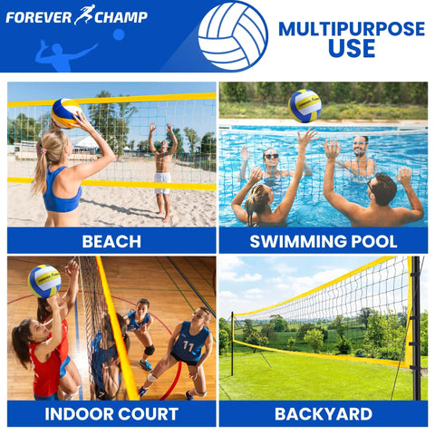 Regulation 32X3 Foot Outdoor Volleyball Net Set With Poles and Carrying Bag used at beach, pool, indoor court, backyard.