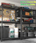 72 Inch Beefy Heavy Duty Metal Shelving Unit With 5 Tier Storage For Kitchen Pantry And Garage Maximum 1100 Lb Capacity Total 220 Lb Per Shelf Space Saving Wire Shelves Easy Assembly Durable Design in garage with tools and bins