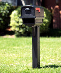 Top Shelf Heavy Duty Double Wall Plastic Mailbox And Post Kit With Dual Access Large Capacity Rust Proof Finish in yard.