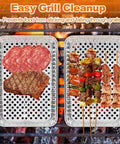 20 Pack Aluminum Foil Pans 16 By 12 Inch Large Disposable Bakeware with meat and skewers on grill