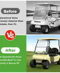 Comparison of golf cart with and without Golf Cart Windshield Mounting Clips Kit Universal Fit For Club Car DS Precedent And Yamaha G Series
