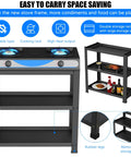 Two Burner Propane Gas Stove With Auto Ignition, Portable Stainless Steel Outdoor Kitchen Cooker with storage shelves