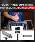 Valve Seat Grinder Stones Kit Sioux style combo with 12 grinding stones 6 pilots, and 2 stone holders in workshop setting.