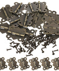 20 Pack 1.2-Inch Antique Cabinet Door Hinges With Screws Set For DIY Furniture Repair, bronze hinges with mounting screws