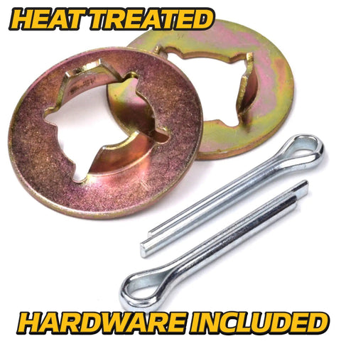 Front Wheel Flange Bushing Bearing Rebuild Kit For XT1 Series Lawn Tractors 2015 2019 Includes All Hardware For Two Front Wheels And Deluxe Domed Hub Caps: two bushings, washers, cotter pins