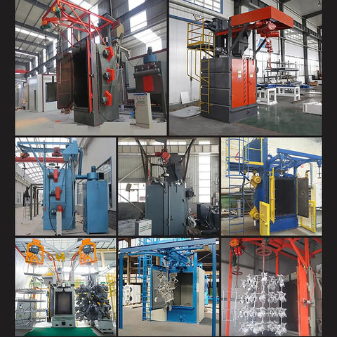 Hook Type Shot Blasting Machine For Livestock Machinery Parts Treating Feed Mixer Components And Barn Equipment Frames In Livestock Farming Workshops With Pro Grade Finish And Easy Access Ladder, factory view