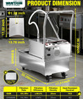 Top-Notch Commercial Fryer Filter Machine 55L 14.5 Gallon Capacity dimensions with stainless steel build and filtration specs.