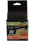 Front view of packaging for 80 Grit Zirconium Oxide Sanding Belts For Belt Sander 3x21 Inches Bi-Directional, 1 Pack.