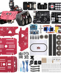 Conqueror Robot Tank Kit With UNO R3 Controller for Arduino STEM Coding Toy components including chassis, sensors, and tracks.