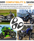 3 Pieces 1.25 Inch Brake Line And Throttle Cable Clamp Kit for Harley Honda Yamaha shown with various motorcycles.