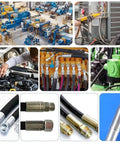 Handheld Hydraulic Hose Crimping Machine With 7 Die Sets And Real Time Pressure Gauge in a workshop setting.