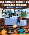Versatile Do It All Electric Resin Sander And Polisher with Dual 2000mAh Batteries and LCD display compared to four other machines.