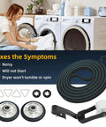 Upgraded Dryer Repair Kit With 341241 Belt And 349241T Drum Roller Includes 691366 Idler Pulley And Four Tri Rings