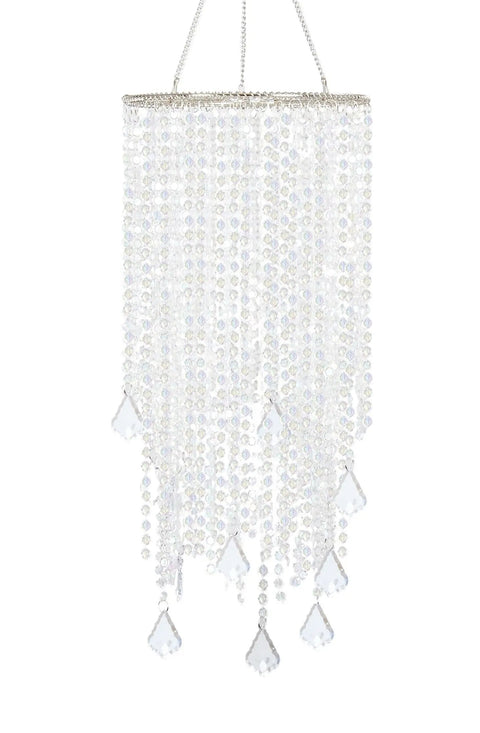 Two Tier Sparkling Iridescent Acrylic Beaded Hanging Chandelier Light Fixture For Weddings Prom Dance Floor Ready Decor Centerpieces And Party Decor W8.5 X H20 For Any Event And More