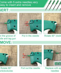 Massive 1112 Piece Garment Tag Attacher Kit With 2 Tagging Guns, showing needle insertion and removal process.