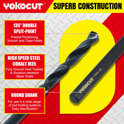 1/4 Inch By 8 Inch Long Drill Bit With Black Oxide Coating And Cobalt Alloy, showing detailed features and construction.