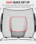 7x7 Ft Baseball And Softball Hitting And Pitching Net With Strike Zone Tee Ball Caddy And Durable 7 Ply Knotless Netting Heavy Duty Steel Base Built To Take Hard Hits For Kids Teens And Adults Practice easy quick set up