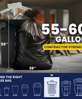 Image showing 55 Gallon Heavy Duty Contractor Bags 4 Mil Puncture And Tear Resistant Trash Liners 38 X 58 Inch Built For Rough Jobs.