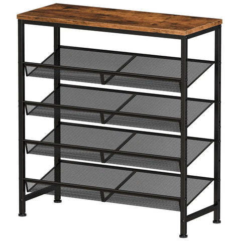 Heavy Duty Five Tier Metal Shoe Rack For Entryway With Adjustable Brown Heel Friendly Fine Mesh Shelves That Keep Your Kicks And Sneakers On Point Daily
