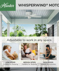 Low Profile 48 Inch Ceiling Fan No Light For Indoor Or Outdoor Use Flush Mount Damp Rated White With Five Blades And Pull Chain