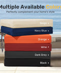 Stack of Outdoor Chair Cushions Set Of 4 With Ties All Weather Water Resistant High Density Foam Filling Square Corner Seats For Patio Furniture 18.5 x 16 x 3 Inches Wine Color Cushions For Garden Deck in multiple colors