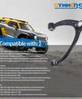 Front Upper Left And Right Control Arm With Ball Joints Suspension Kit For 2007 2014 GM Silverado Sierra 1500 Avalanche Suburban Tahoe Yukon Escalade 10 Pcs Heavy Duty Replacement, shown beside compatible vehicle list and toy SUV