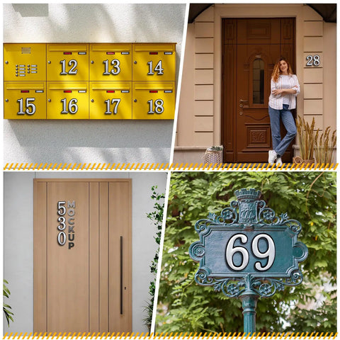 Easy Peel And Stick 3.8 Inch Reflective House Numbers Set Of 20 For Outdoor Use Waterproof ABS Plastic Address Numbers on mailbox and doors.