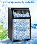No Fuss Heavy Duty Countertop Ice Maker With Smart Led Panel And Hella Fast Freeze Cycle That Drops Forty Five Kilos Of Perfect Cubes Twenty Four Hours Flat Including Faucet Hookup And Scoop For Any Kitchen Or Bar Setup with 70L ice storage capacity.