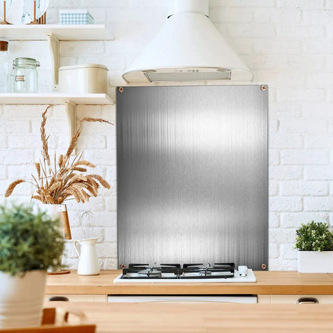 Stainless Steel Kitchen Backsplash Panels 24x30 Inch Reversible Metal Sheet With Pre Drilled Holes And Screws No Fuss Install Wall Protector Behind Stove