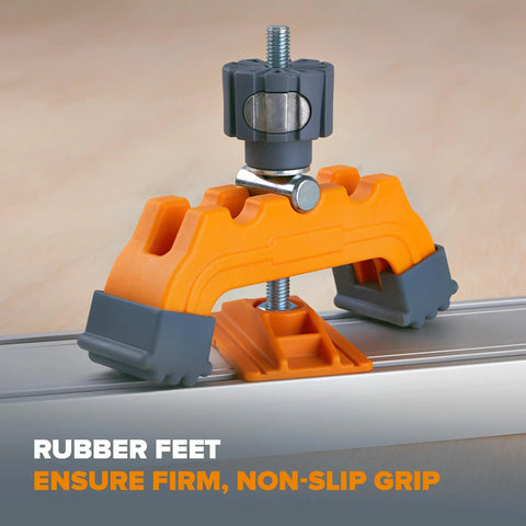 Track Clamps For WTX And NGX Clamp Edge Systems, Saw Guide Accessory For Woodworking Carpentry And DIY Projects, Durable Quick Install Hold Downs, Two Pack, Model 542011 Built To Last In Black And Orange