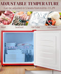 Interior view of Score This Snazzy Countertop Mini Freezer For Easy Setup And Keep Your Daily Grub Ice Cold Using 1.1 Cubic Feet Of Removable Shelf Storage Built For Dorms Or Rv Life.