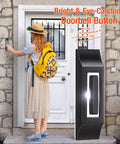 Solid Metal Doorbell Button Wall Mounted Black With Bright LED Light Waterproof Built To Last Durable Replacement For Old Plastic Button Weatherproof For Home Front Door Or Office Entry near front door