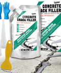 Heavy Duty Concrete Crack Filler And Self Leveling Cement Sealant Kit For Driveway Fixes That Hit Different Featuring Quick Drying Formula, 500g pouch with tools.