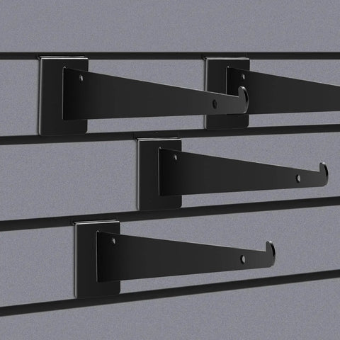 Heavy Duty Slatwall Knife Shelf Brackets 24 Pack 10 Inch Metal Shelf Brackets with Lip for Slatwall Panels Black